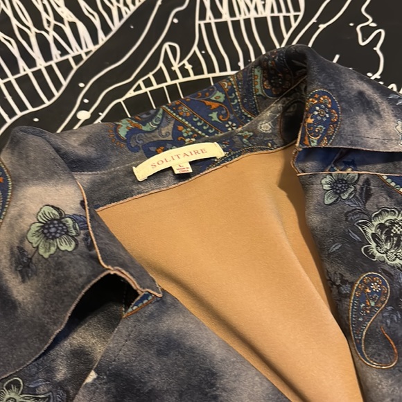 Beautiful tie dye/floral/paisley pattern faux suede wrap coat jacket size L - Picture 11 of 13